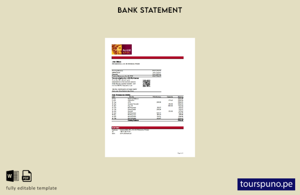 listo para imprimir plantilla de Excel de extracto bancario de Polonia Alior